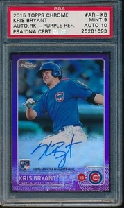 2015 Topps Chrome Kris Bryant Purple Refractor Auto PSA 9 Mint RC Rookie #d /250 - Picture 1 of 2