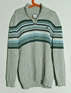 Izod Boys Size L (10-12) Gray Fair Isle 1/4 Zip Pullover Sweater - Picture 1 of 4