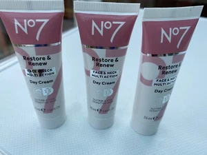 No 7 Restore and Renew Day Cream 3X25ml spf 15 sensitive face/neck new unopened - Picture 1 of 2