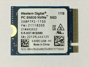 WD PC SN530 1TB M.2 2230 SSD NVMe PCIe For Steam Deck Microsoft Surface Laptop - Picture 1 of 6