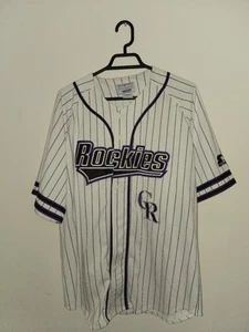 Vintage Rare Colorado Rockies Starter Jersey 1990s Pin Stripes M Dante Bichette - Picture 1 of 8