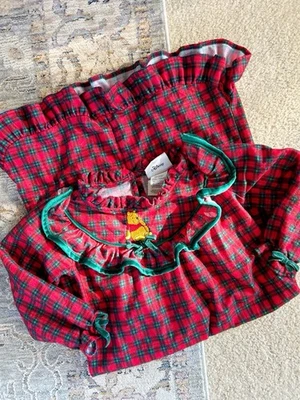 Vintage Pooh Nightgown Girls Christmas Plaid Nightie Size 6 Disney 90s - Image 1 of 4