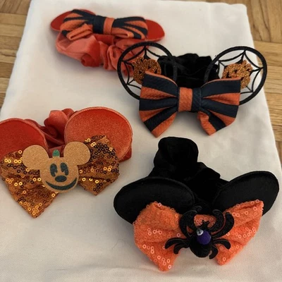 Set Of Four Disney Halloween Scrunchies; Mickey Minnie Ear Scrunchies - Image 1 of 4