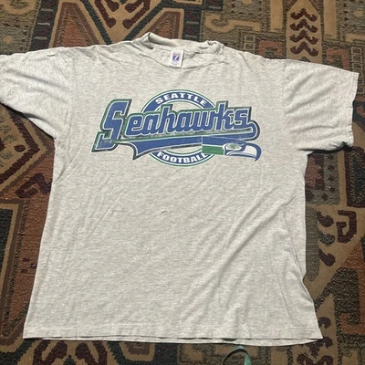 Vintage Seattle Seahawks T Shirt 90s Logo 7 Large Vtg NFL Thrashed - Image 1 of 4