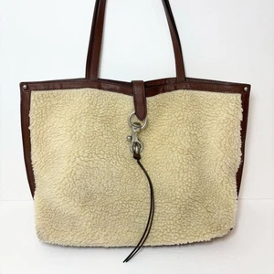 Rebecca Minkoff Brown and Cream Faux Shearling Tote - Picture 1 of 15