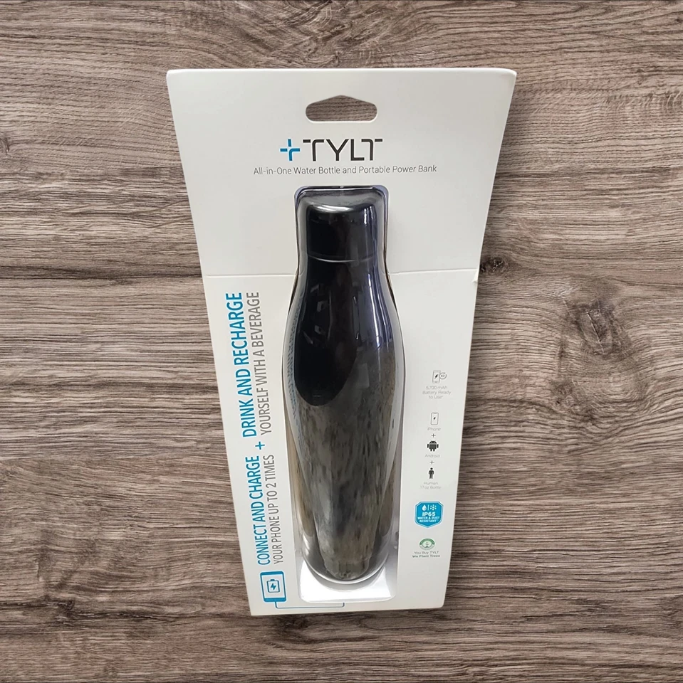 TYLT All-In-One Water Bottle & Portable Power Bank (5700mAh) - Black - Image 1 of 2