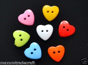 20 piezas surtido botones de corazón de nailon 15 mm ideales para niños - Imagen 1 de 2
