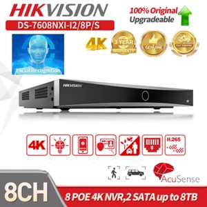 Hikvision 4K 8 CHANNEL 8CH PoE AcuSense DS-7608NXI-I2/8P/S Net Video Recorder - Picture 1 of 15