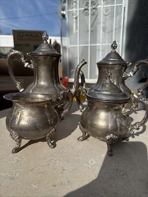 Juego de café de té antiguo vintage con plato de plata de International Silver Company Foto 1 de 4