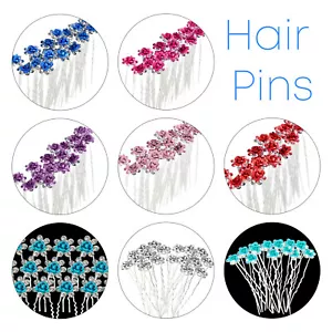 5-40 Hair Pin Colorful Rose Flower Bobby Pins Hair Clips Silver Grips Slide Pin - Picture 1 of 42
