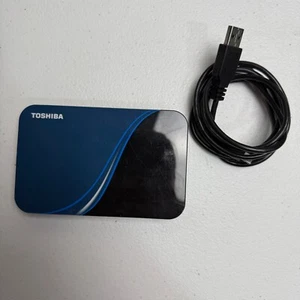 Toshiba 500GB USB portable Hard Disk Drive HDD With Power Cord USED WIPED BLUE - Picture 1 of 2