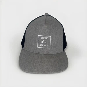 Quicksilver Hat Cap Snapback Trucker Gray Black White Adult One Size Mesh Back - Picture 1 of 9