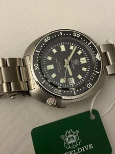 OROLOGIO STEELDIVE SD1970 NERO TURTLE SUB 200 M SEIK0 NH35 AUTOMATICO CERAMICA - Foto 1 di 15