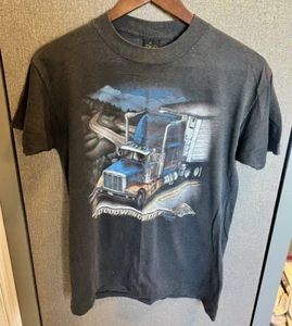VTG 1989 S Stitch Truckers Only 3D Emblem MED Follow Nobody T Shirt Lakeland FL - Picture 1 of 7