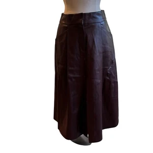 Tahari Skirt Faux Leather Size 8 NWT Brown Midi A Line - Picture 1 of 7