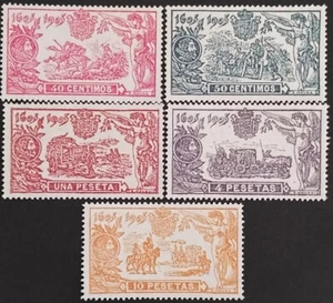 Edifil 262 263 264 265 266 NO FIXED STAMPS Spain 1905 Publicacion de el Quixote - Picture 1 of 1