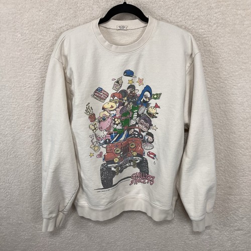 OFF WHITE Felpa vintage John Galt Chill dal 1993 panna doppio lato stampa grafica