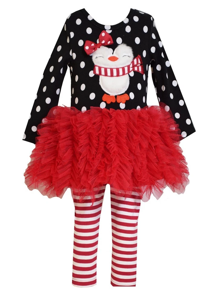 Nuevo Niñas Bonnie Jean Talla 24m Rojo Negro PINGÜINO Tutú Conjunto Ropa de Navidad $55 Foto 1 de 1