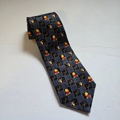 Corbata de cuello para hombre Disney Pooh Winnie the Pooh & Tigger azul marino gráfico caprichoso Foto 1 de 4