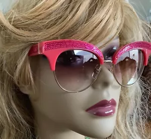 DOLCE & GABBANA DG 6109 PAILLETTEN FUSCIA ROT CATEYE SONNENBRILLE 3097/8D 50 HÜLLE & BOX - Bild 1 von 12