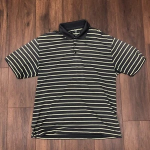 Nike Golf Polo Shirt Adult XL Gray Yellow Striped Short Sleeve Dri-Fit Mens - Picture 1 of 7