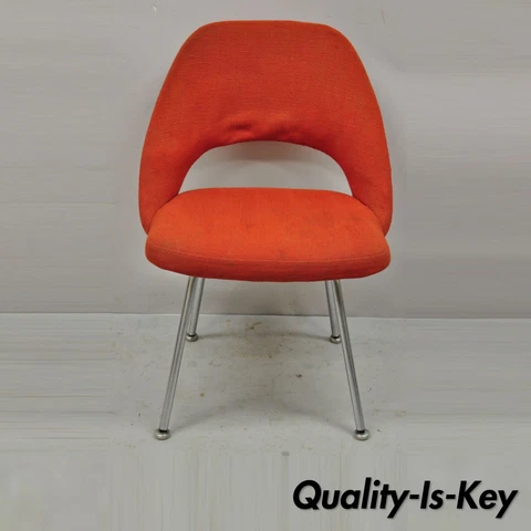 Vtg Knoll Eero Saarinen Orange Executive Armless Side Chairs Mid Century Modern Cover