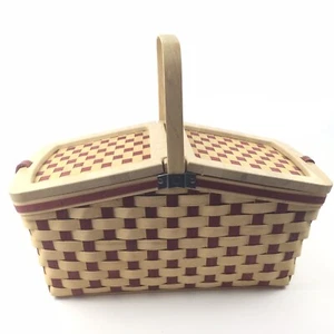 2006 Longaberger Hostess Large Picnic Basket Riser Liner Red Weave - Picture 1 of 6