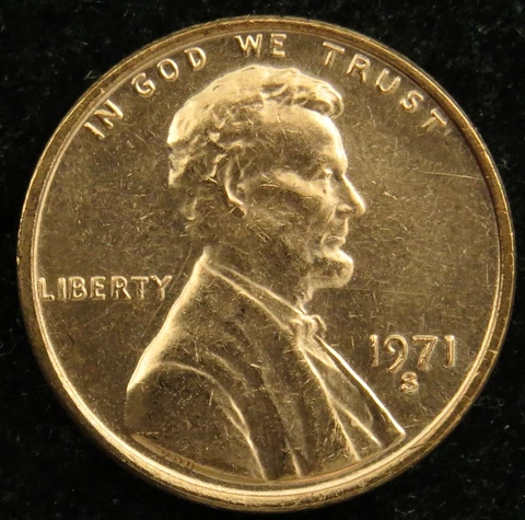 1971 S Uncirculated Lincoln Memorial Cent Penny BU (C03) Cover