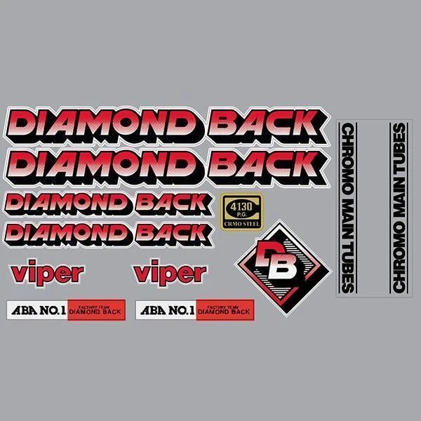 Juego de calcomanías Diamond Back 1984 - VIPER - ROJO - en blanco Foto 1 de 1