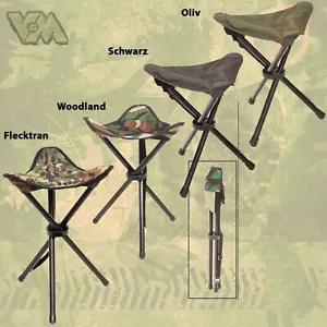 SGABELLO PIEGHEVOLE TRE GAMBE SGABELLO DA CAMPEGGIO OUTDOOR VIAGGIO OLIVA NERO WOODLAND FLEKTRAN - Foto 1 di 3