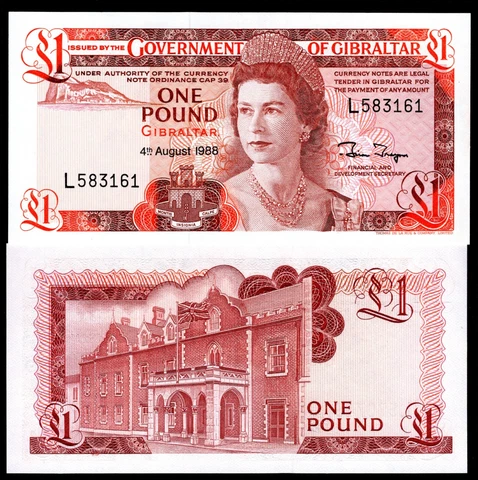Gibraltar, £1, 4-8-1988 (WPM 20e). Series L. UNC Cover