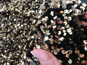 Gold All Over Sequins on Stretch Velvet (Black), 54/55", Clothing/Apparel, Decor - Picture 1 of 13