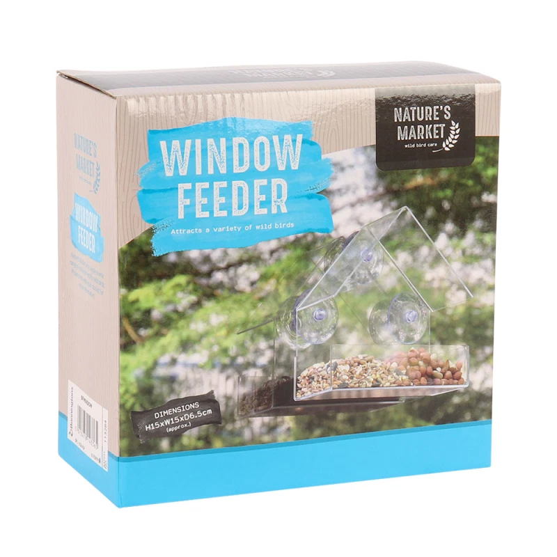 Nature's Market Clear Window Feeder for Wild Birds + suction cups 15cm - Image 1 of 1