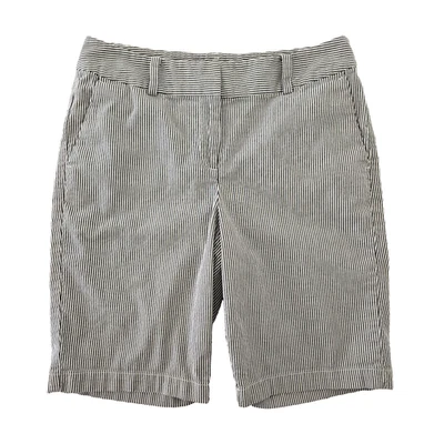 Ann Taylor 百慕大短裤女式 4 灰色细条纹斜纹休闲学院风 — 第 1/4 张图片