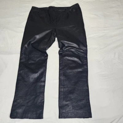 Pantalones Chadwicks 12P De Colección Cuero Negro Pierna Recta Cremallera Gancho Bolsillos Profundos Forrados Foto 1 de 4