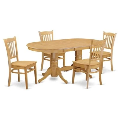 East West Furniture Vancouver 5 件套传统木质厨房橡木套装 — 第 1/4 张图片