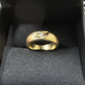 Anillo de oro 14K muy grueso pesado para hombre/mujer 10,0 gramos 0,10 diamantes talla 6,25” - Imagen 1 de 14