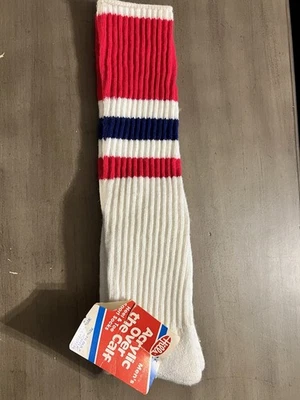 Calcetines tubo vintage para hombre - extra largos 21” sobre la pantorrilla rayas rojas y azules nuevos de Lote Antiguo Foto 1 de 4