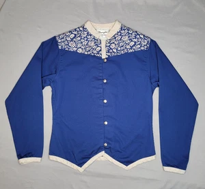 Vintage Wrangler Shirt Damen Small Blau Western Loop Blumen Passe Mandarin 90er - Bild 1 von 20