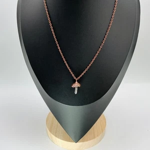 Collana Rame Funghi Quarzo Cristallo Gemma Gioielli Fatti a Mano Ciondolo #E - Foto 1 di 11