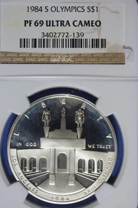 1984 S NGC PF69 ULTRA CAMEO OLYMPICS COMMEMORATIVE SILVER DOLLAR #B51102 - Picture 1 of 2