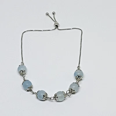 JTV Spacecore Sterling Silver Blue Dreamy Aquamarine Bolo Bracelet ~ 9" - Image 1 of 4