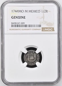 1744 Mexico 1/2 Real NGC Genuine Silver Coin MO M Philip V - Picture 1 of 8
