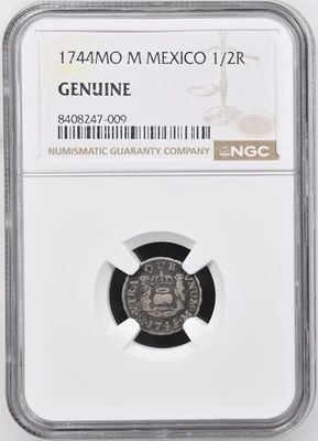 1744 Mexico 1/2 Real NGC Genuine Silver Coin MO M Philip V - Image 1 of 4