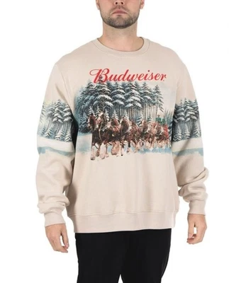 Men's Budweiser Crewneck Fleece Sweatshirt Size XXL Clydesdale Horses NEW - Image 1 of 4