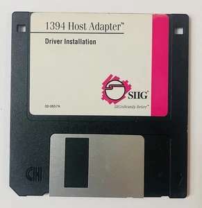 SIIG 1394 Host Adapter Driver Disk v02-0657A 3.5” Floppy Vintage PC Install - Picture 1 of 4