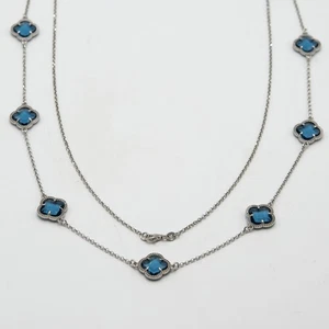 Lange Chimäre Halskette aus 925 Silber mit blauen Kristalleinsätzen L.581 - Bild 1 von 6