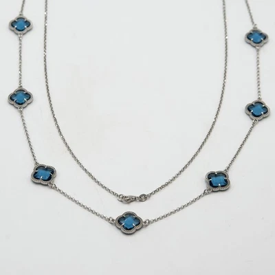 Collana lunga Chimera in argento 925 con inserti di cristallo blu L.581 - Immagine 1 di 4