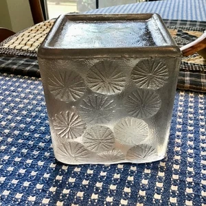 Blenko Joel Meyers Bookend Glass Ice Block Cube Stamped Pinwheel Heavy Single - Picture 1 of 12