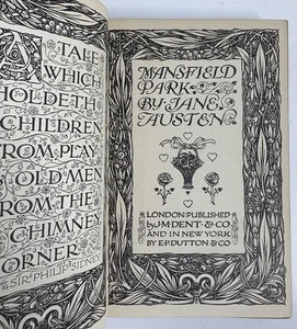 Mansfield Park JANE AUSTEN April 1906  Everyman's Library Edition Rare - Bild 1 von 6